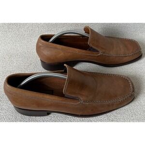 Emilio Bianco Loafer Mens 10.5 Brown Leather Square Toe Slip On Dress Shoe